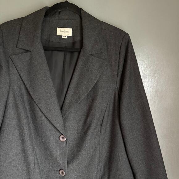 Vintage NEIMAN MARCUS Women's 22W Dark Grey Wool Blazer Classic Plus Career - Picture 3 of 10